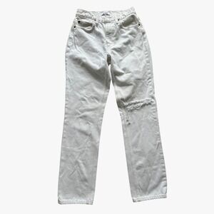 RE/DONE 70s Distressed Straight-Leg White Jeans Size 26‎